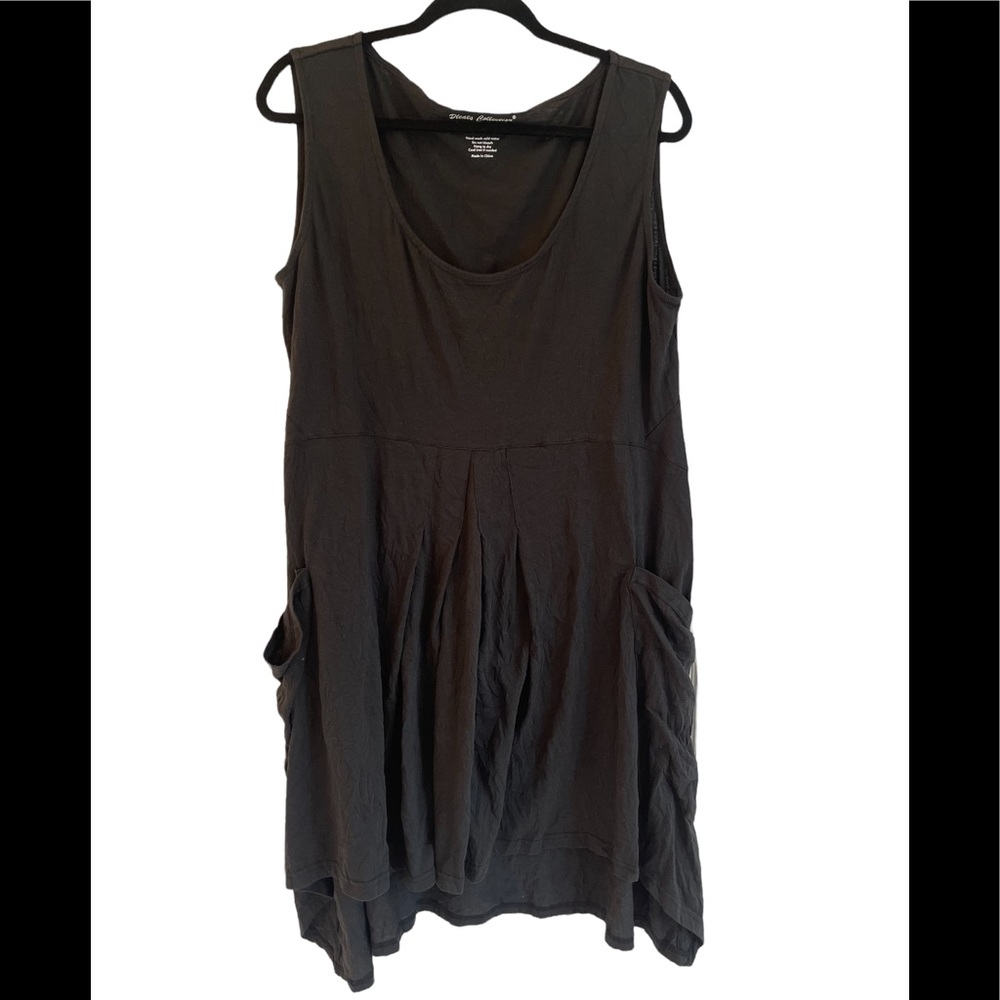 Cotton dark grey/black sleeveless tunic dress with pockets - size XL